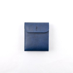 藍染総革 三つ折財布/藍x青バイカラー ミドルサイズ Otto 送料無料 2枚目の画像