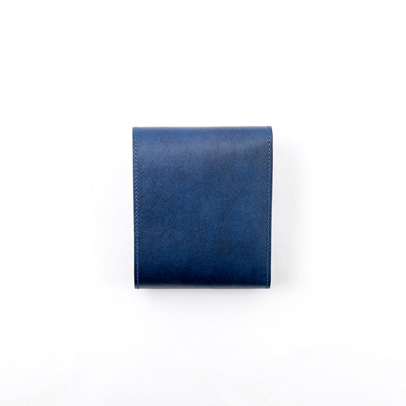 藍染総革 三つ折財布/藍x青バイカラー ミドルサイズ Otto 送料無料 3枚目の画像