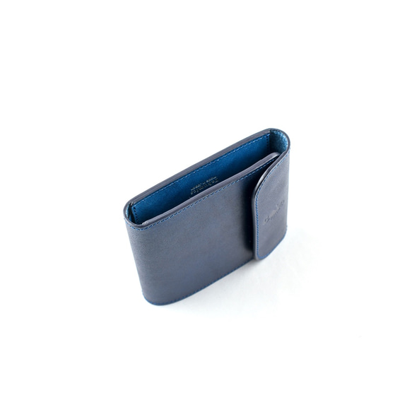 藍染総革 三つ折財布/藍x青バイカラー ミドルサイズ Otto 送料無料 7枚目の画像