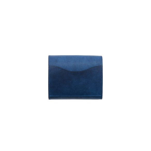 藍染総革 三つ折財布/藍x青バイカラー ミニサイズ Quattro plus送料無料 3枚目の画像