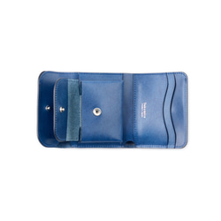 藍染総革 三つ折財布/藍x青バイカラー ミニサイズ Quattro plus送料無料 5枚目の画像