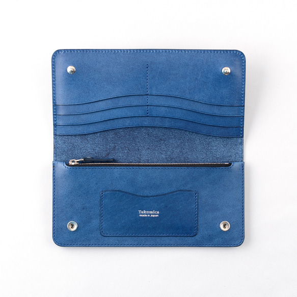Aizen Total Leather長款錢包/ Indigo x藍色雙色仔細飾邊Dodici免費送貨 第4張的照片
