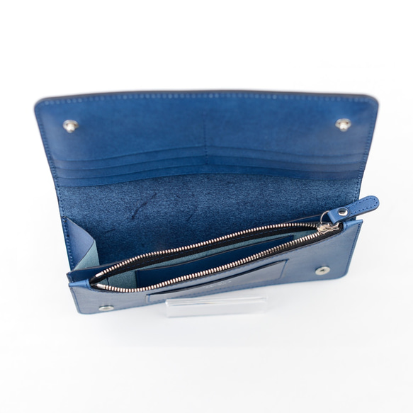 Aizen Total Leather長款錢包/ Indigo x藍色雙色仔細飾邊Dodici免費送貨 第5張的照片