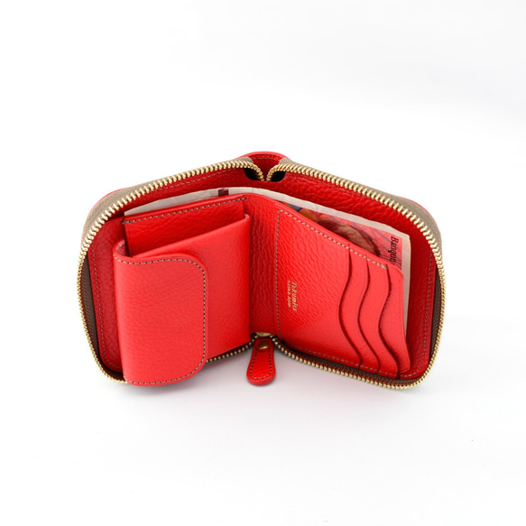 意大利製造的皮革圓形緊固件S / Ruga紅色Sei免費送貨 第5張的照片
