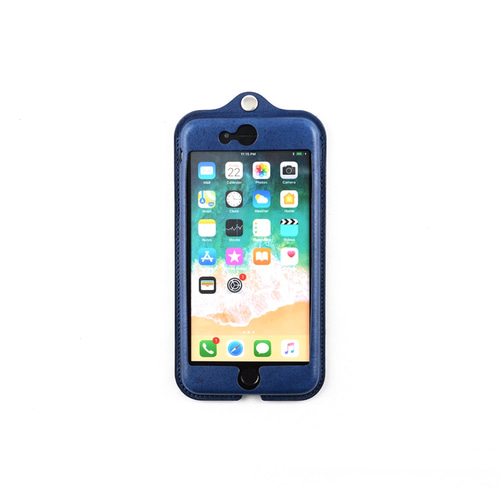 藍染総革 iPhone7/8plus用カバー カードケース付き/藍染革 iP-078P