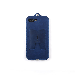 藍染総革 iPhone7/8plus用カバー カードケース付き/藍染革 iP-078P 3枚目の画像