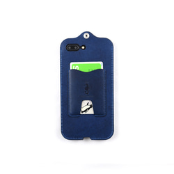 藍染総革 iPhone7/8plus用カバー カードケース付き/藍染革 iP-078P 4枚目の画像