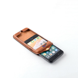 イタリア製総革 iPhone7/8plus用カバー カードケース付き/クラシックブラウン iP-078P 6枚目の画像