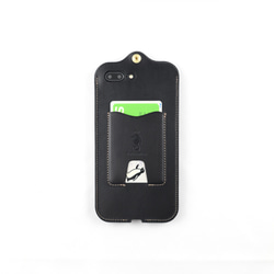 意大利製造的真皮iPhone7 / 8plus保護套（帶卡套）/經典黑色iP-078P 第4張的照片