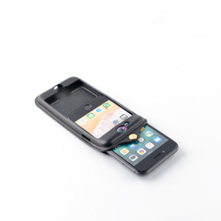 イタリア製総革 iPhone7/8plus用カバー カードケース付き/クラシックブラック iP-078P 6枚目の画像