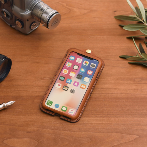 イタリア製総革 iPhoneX,XS用カバー カードケース付き/クラシック 