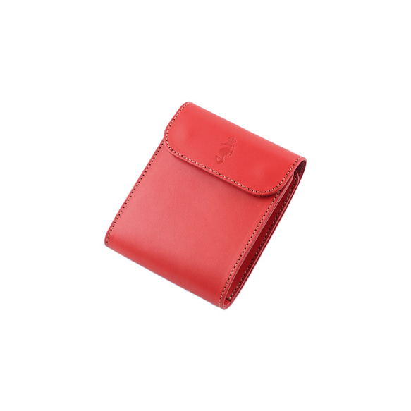 意大利製造的全皮三折錢包/經典紅色中號Otto免費送貨 第6張的照片
