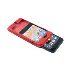 イタリア製総革 iPhone7/8plus用カバー カードケース付き/クラシックレッド iP-078P 6枚目の画像