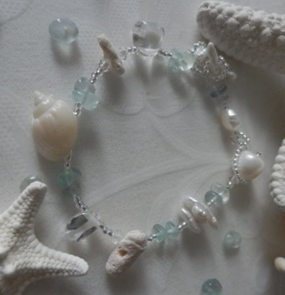 海の思い出―貝と珊瑚とパールのブレス☆彡 1枚目の画像