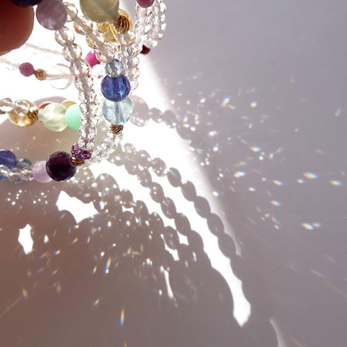 14kgfビーズ・セリサイトインローズクォーツ・ローズクォーツ・ルビー