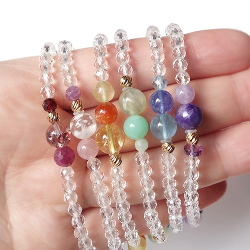 14kgfビーズ・セリサイトインローズクォーツ・ローズクォーツ・ルビー