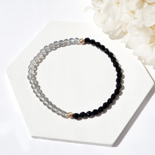 トップクオリティ】極小粒ラブラドライトとブラックオニキスと14kgf