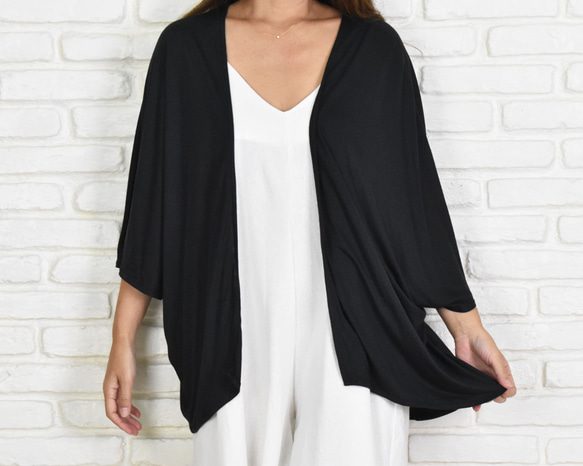 【再販】さらっとゆるっと楽に着れるおしゃれなキモノカーディガン　＜ブラック＞ 2枚目の画像