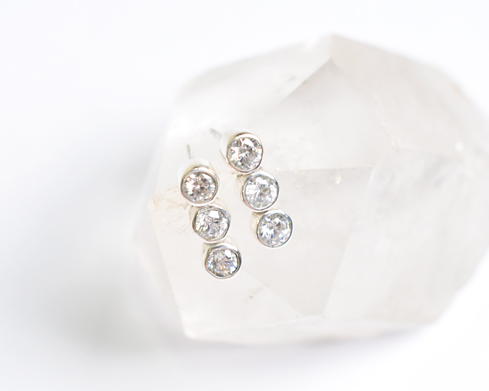 キュービックジルコニアのシルバーピアス　Silver925