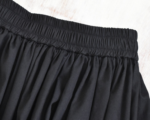 再販　大人のふんわりギャザーロングスカート　ブラック　フレアスカート 10枚目の画像