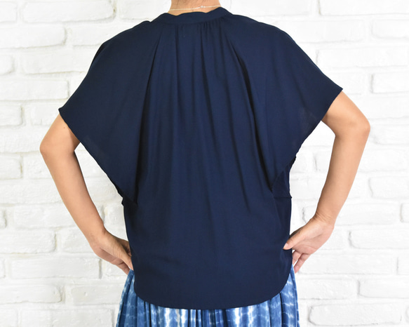 【再販】シンプルなスキッパーシャツ　＜ネイビー＞ 6枚目の画像
