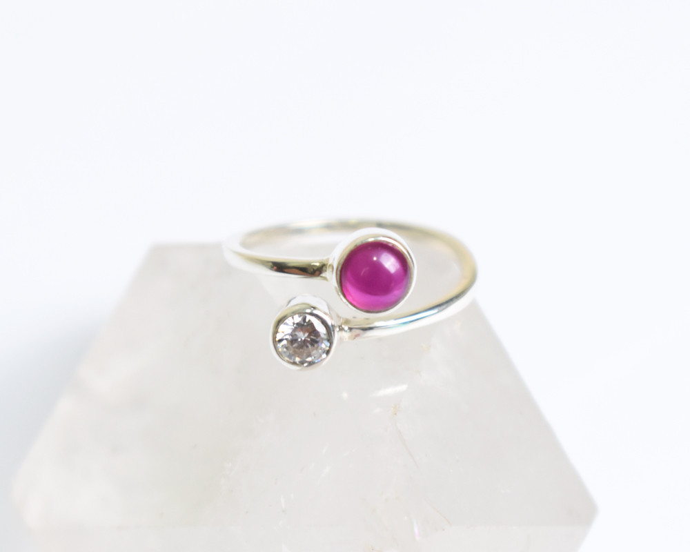 ルビーとキュービックジルコニアのシルバーリング　Silver925