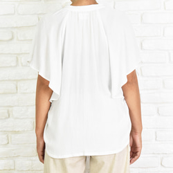 【再販】涼しげでシンプルなスキッパーシャツ　ホワイト 7枚目の画像