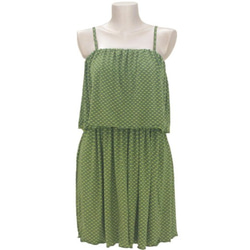 半月打印皺褶吊帶背心短裙&lt;橄欖綠&gt; 第2張的照片