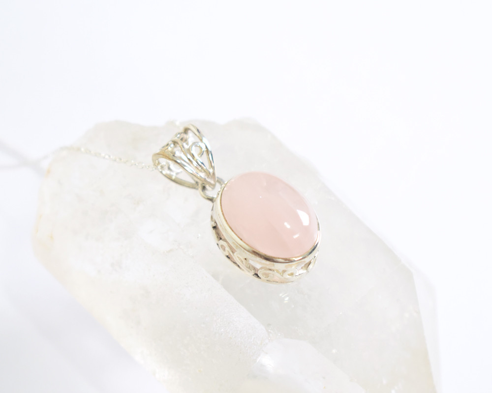 透明ピンク！ローズクォーツのペンダントトップ