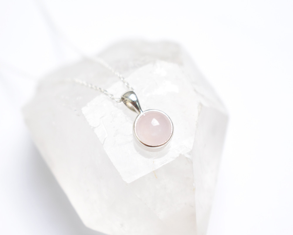 【再販】ローズクォーツのシルバーネックレス