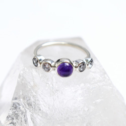 紫水晶和立方氧化鋯銀戒指 Silver925 第3張的照片