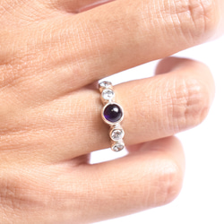紫水晶和立方氧化鋯銀戒指 Silver925 第5張的照片