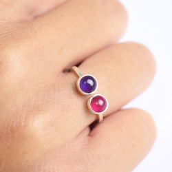 紫水晶和紅寶石銀戒指 Silver925 第4張的照片