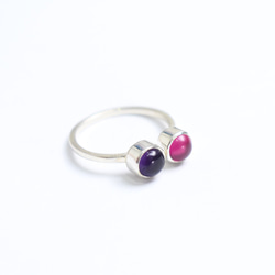 紫水晶和紅寶石銀戒指 Silver925 第6張的照片