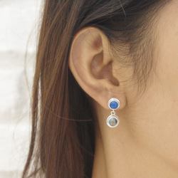 海藍寶石耳環，藍瑪瑙 第5張的照片