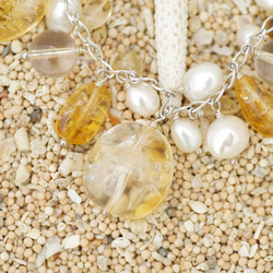 黃水晶，水晶，珍珠手鍊 第2張的照片