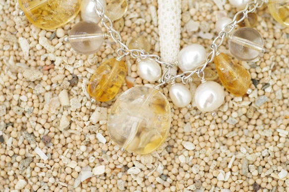 黃水晶，水晶，珍珠手鍊 第2張的照片