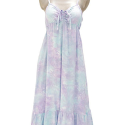 不均勻的染色緞帶褶邊連衣裙&lt;薰衣草薄荷&gt; 第3張的照片