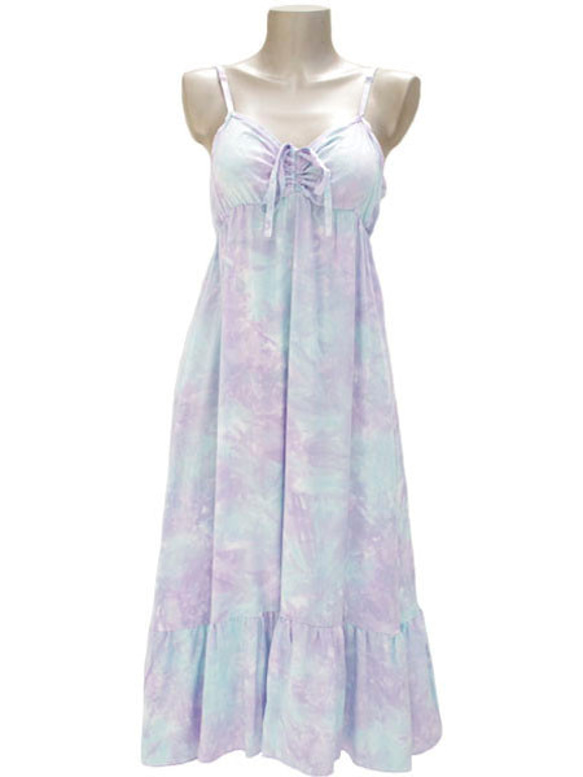 不均勻的染色緞帶褶邊連衣裙&lt;薰衣草薄荷&gt; 第3張的照片