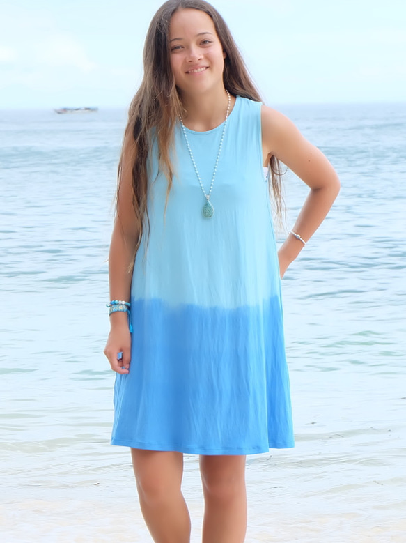 海洋色階無袖連衣裙&lt;藍色&gt; 第2張的照片