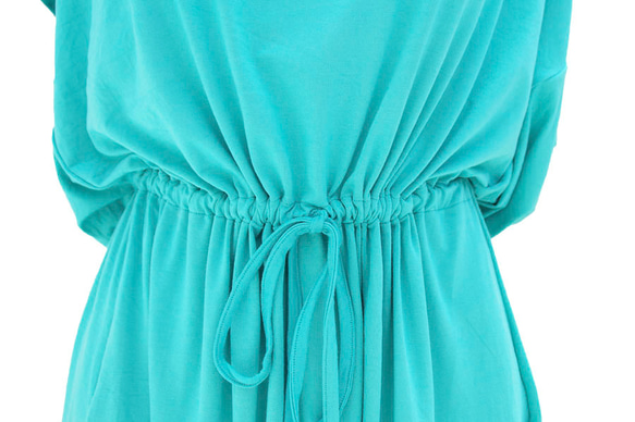 一流的舒適感受！簡單的蝙蝠袖連衣裙&lt;翡翠綠&gt; 第3張的照片