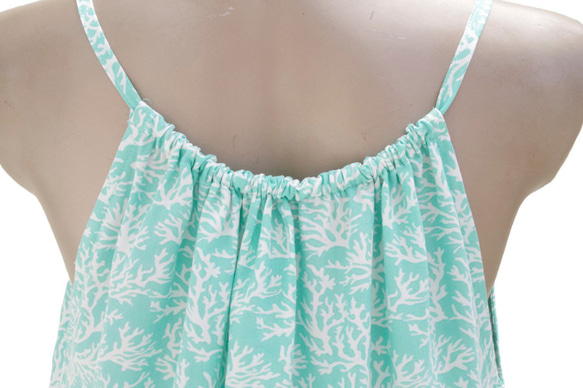 夏天新！珊瑚打印吊帶背心長裙&lt;薄荷綠&gt; 第5張的照片