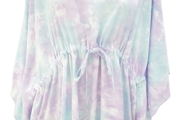 柔和的顏色是可愛！染色不均蝴蝶袖連衣裙&lt;薰衣草薄荷&gt; 第2張的照片