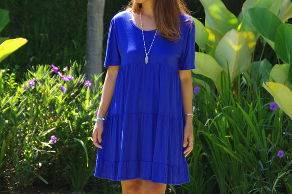 美麗的藍色！分層荷葉邊連衣裙&lt;品藍&gt; 第3張的照片