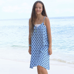 完美的外殼印刷吊帶背心裙&lt;藍色&gt;夏 第1張的照片