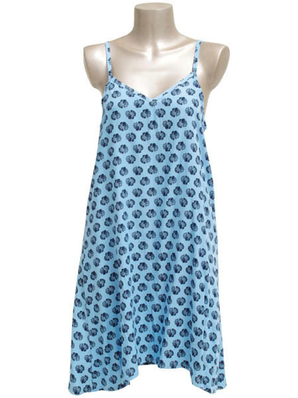 完美的外殼印刷吊帶背心裙&lt;藍色&gt;夏 第4張的照片