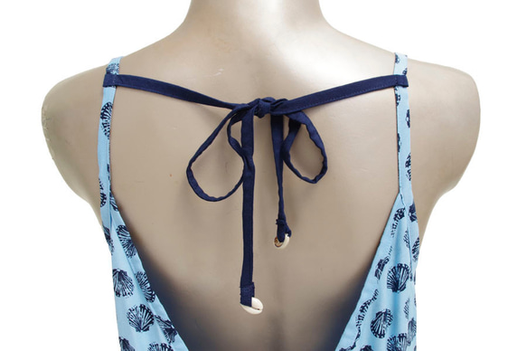 完美的外殼印刷吊帶背心裙&lt;藍色&gt;夏 第5張的照片
