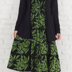 蠟染葉紋層疊連衣裙&lt;綠色&gt; 第5張的照片