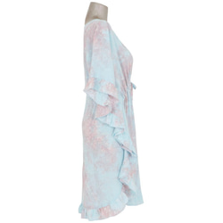 染色不勻蝴蝶套筒皺褶連衣裙&lt;砂藍色&gt; 第8張的照片