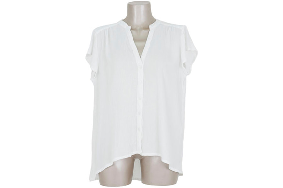 再次上架成人可愛 V 領夏季襯衫非常適合炎熱的夏天 &lt;白色&gt; 第3張的照片